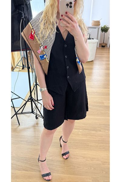 Modaonna Black Vest Shorts Suit