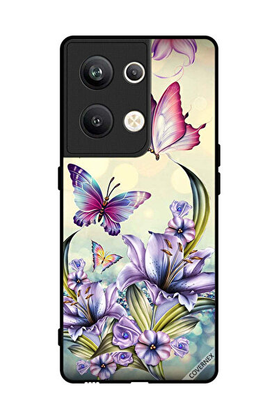 Covernex غطاء حماية لهاتف Oppo Reno 9 Pro Plus بنقشة زهور أرجوانية وفراشات