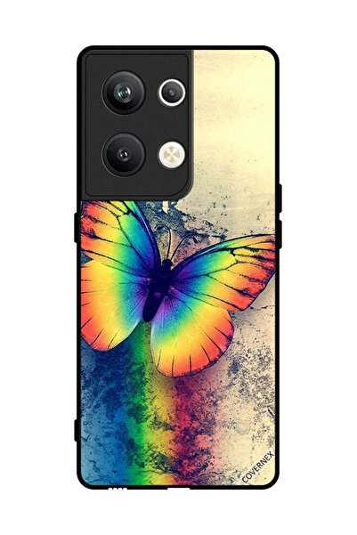 Covernex غطاء حماية لهاتف Oppo Reno 9 Pro Plus بتصميم فراشة قوس قزح عتيقة