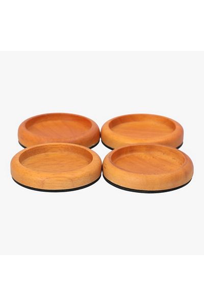 Magic Sliders أكواب دائرية من خشب البلوط مصنوعة من 4 قطع مصنوعة من السجاد