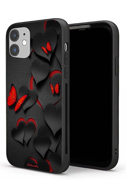 Tolwak Apple iPhone 11 Protective Case Hearts And Butterflies Pattern