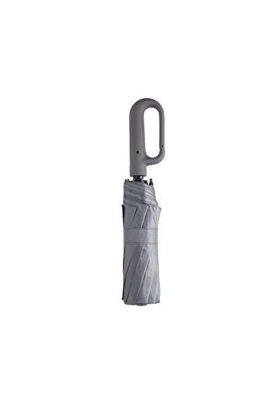 typecase Typec automatic folding umbrella 115 cm, handle with large buckle, wind and water resistant, gray