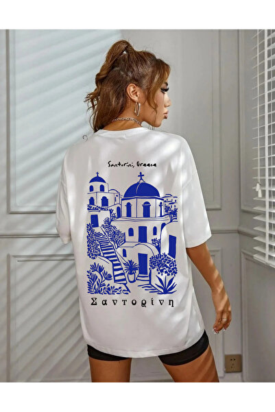 Relax family xf Women's White Oversize Loose Cut T-Shirt Simple Crew Neck Cot...