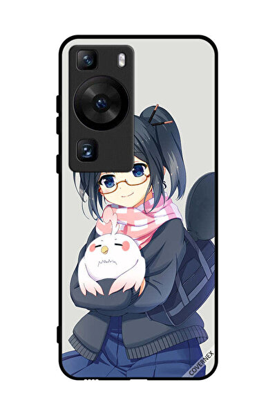 Covernex غطاء حماية لهاتف هواوي بي 60 - رسمة فتاة تحمل حيوانًا أليفًا