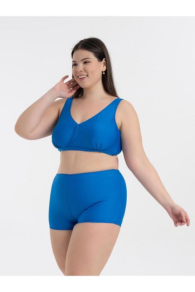 AQUAVİVA Women's Saks Plus Size Quinn Double Breasted Detailed Bikini Set with Shorts
