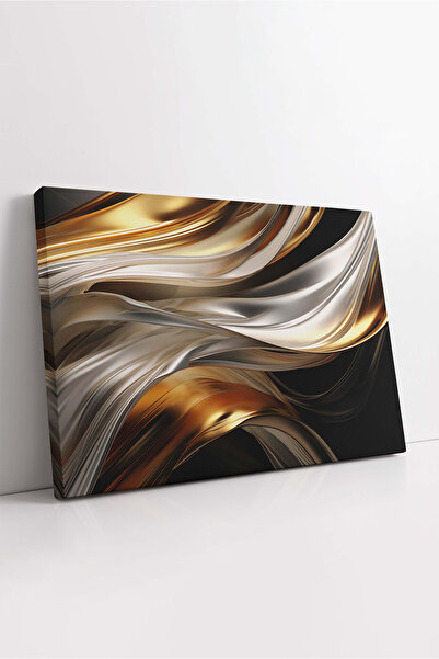 KOSS Dijital Εικόνα σε καμβά με χρυσές ασημένιες γραμμές, πολυτελής αφηρημένη...