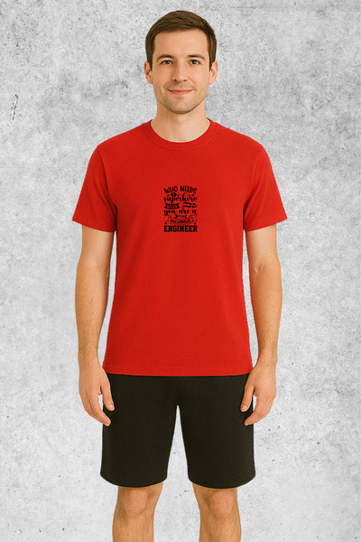 MOLICO Basic Unisex Crew Neck Short Sleeve Engineer Printed Tshirt