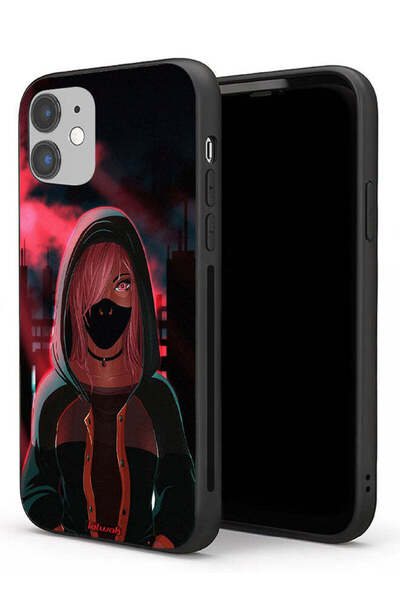 Tolwak جراب حماية لجهاز Apple iPhone 11 بتصميم فتاة ترتدي قناعًا