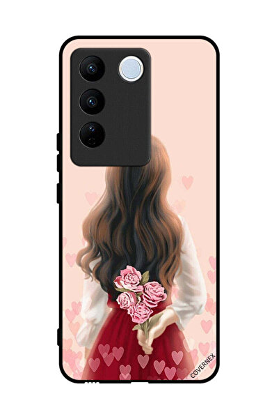 Covernex غطاء حماية لهاتف فيفو S16 برو - فتاة تخفي زهورًا