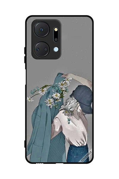 Covernex غطاء حماية لهاتف Honor X7a بتصميم فتاة ترتدي معطفًا