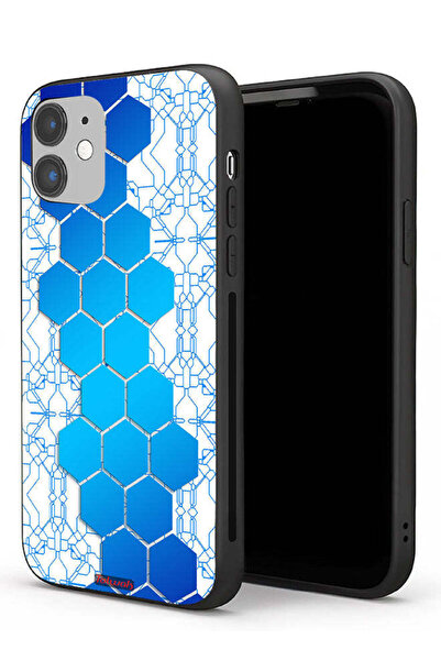 Tolwak غطاء حماية لجهاز Apple iPhone 11 بنمط شبكة أيقونات سداسية الشكل