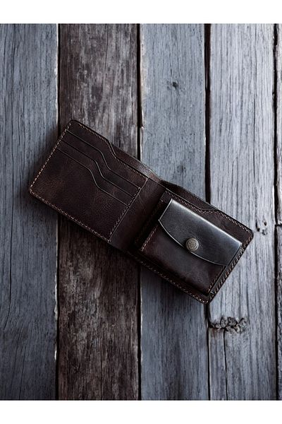 Kalkan deri Handmade Genuine Italian Leather Men's Wallet – with Coin and Cash Compartment