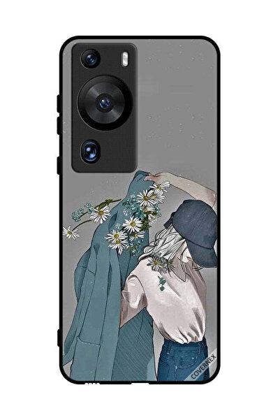 Covernex غطاء حماية لهاتف هواوي بي 60 برو بتصميم فتاة ترتدي معطفًا