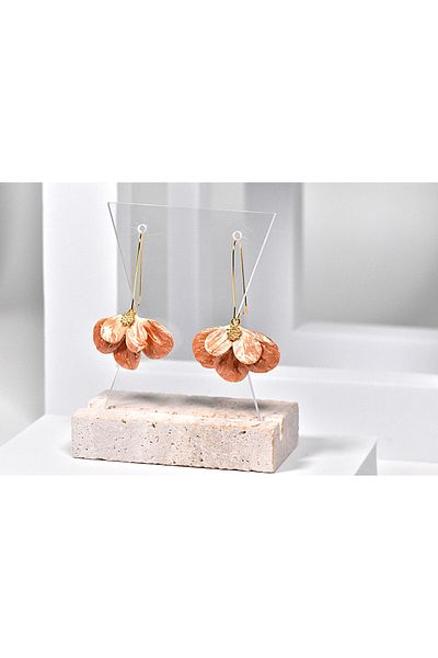 NARRU Handmade NARRU earrings, flower shape, copper and gold, Milena 15