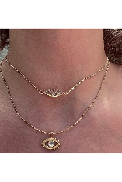 pop up store Zircon Stone Double Eye Necklace