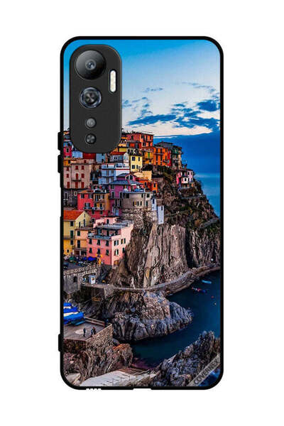 Covernex غطاء حماية لهاتف Infinix Hot 20 - منازل ملونة على البحر