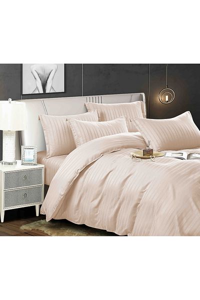CHIRASO Lenjerie CHIRASO Damasc Premium, 6 Piese, Cearceaf ELASTIC 180x200 cm, 4 Fețe de Pernă