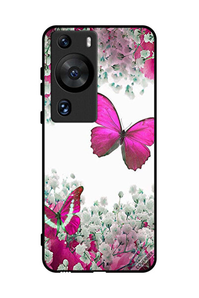 Covernex غطاء حماية لهاتف هواوي بي 60 برو برسومات فراشات جميلة وورود صغيرة