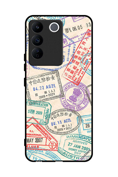 Covernex غطاء حماية لهاتف Vivo S16e بنمط طوابع السفر