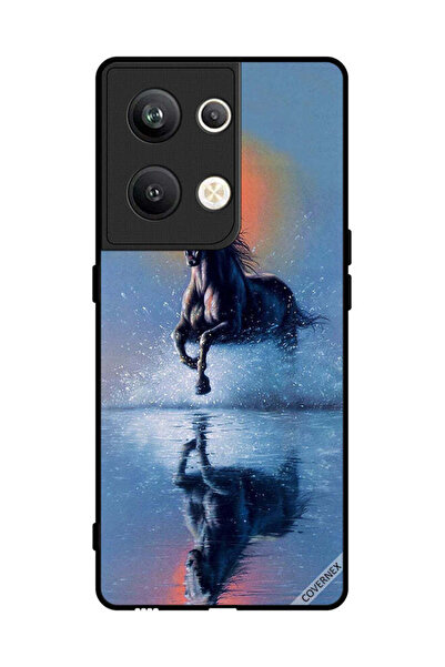 Covernex غطاء حماية لهاتف Oppo Reno 9 Pro Plus - رسم حصان يركض في الماء