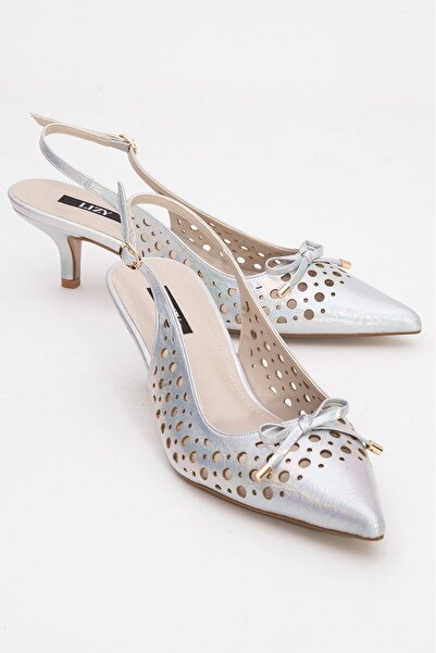 Lizy Shoes Pantofi de damă cu toc ușor perforat argintiu