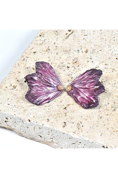 NARRU Handmade NARRU earrings, half flower, shades of pink and lilac Mary 08