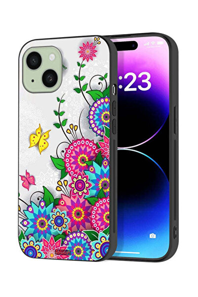 Tolwak غطاء حماية لجهاز آيفون 15 بلس من آبل، زهور ماندالا