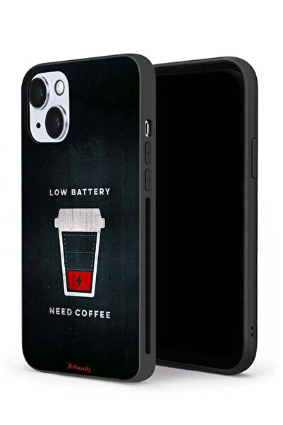 Tolwak جراب حماية لجهاز Apple iPhone 14 - بطارية منخفضة - يحتاج إلى قهوة