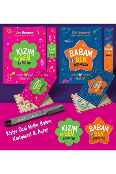 nesnel yayınlar Baba - Kız Aramızda Ayraç Kartpostal Kişiye Özel Kalem - Gri