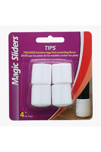 Magic Sliders 4-Piece Round Furniture Vinyl Leg Tips White