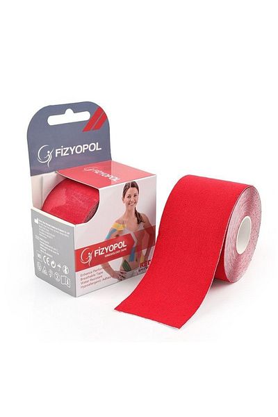 FİZYOPOL New Product Kinezyo Tape Band 5 Meters X 5 cm Red Color Kinesio Sports Tape, Pain Tape