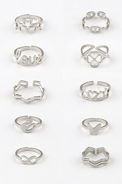 Sortie Aksesuar مجموعة خواتم متنوعة من الفولاذ المقاوم للصدأ قابلة لتعديل الط...