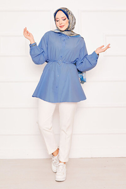 EBRUTESETTÜR Metal Kalp Figürüyle Bağcıklı Terikoton Gömlek Tunik