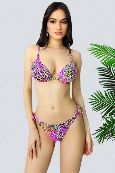 FashionForYou Daphne two-piece swimsuit, adjustable briefs and push-up bra, Wild purple, 36