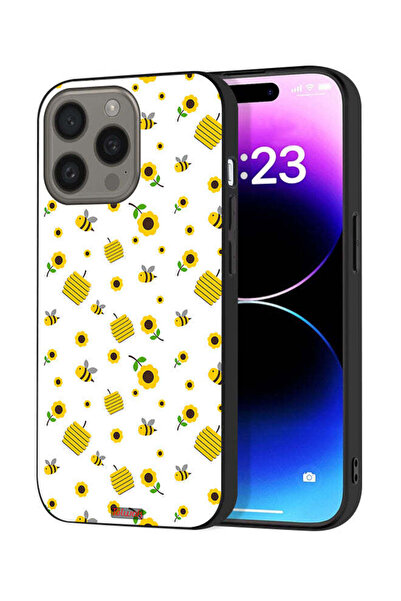 Tolwak غطاء حماية لجهاز آيفون 15 برو من آبل بنقشة عباد الشمس والنحل