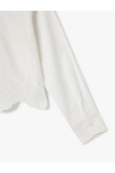 Koton Κλασικό πουκάμισο με μακρυμάνικο πέτο με λεπτομέρεια με κουμπιά