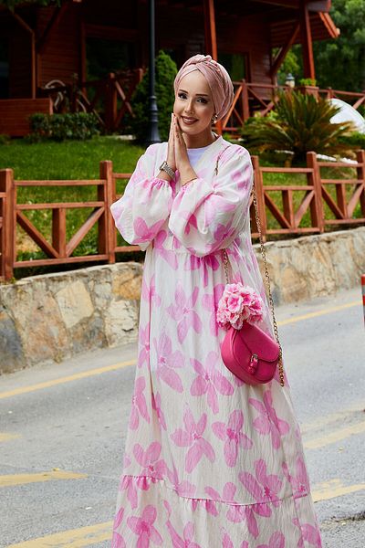 EBRUTESETTÜR Battal Size Half Button Patterned Dress