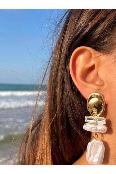 Zerys Jewelry White Color Dangle Steel Earrings