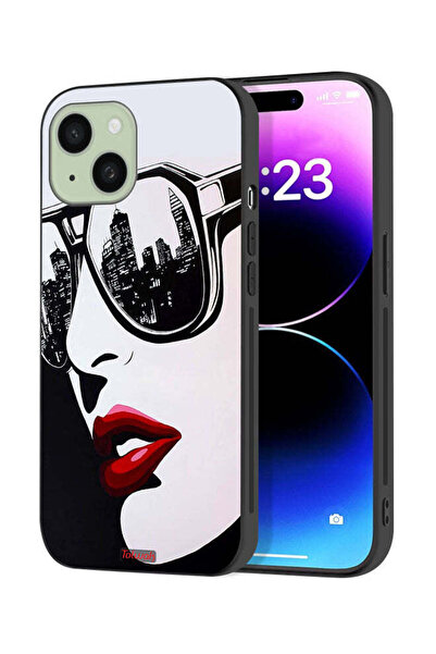 Tolwak Apple iPhone 15 Plus Protective Case Cover Girl Face Abstract Art