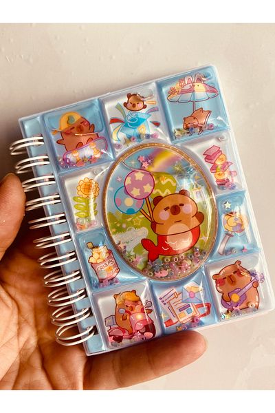 synshop Capybara Kapibara 3d Water Glitter Husă cu mărgele Hologramă Autocolant Blocnotes Spiral