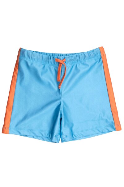 Ozmoz By Mukadder Özden Blue Knitted Fabric Boy's Shorts Swimwear with Orange Stripe