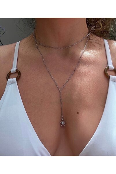 pop up store Silver Color Star Detail Necklace