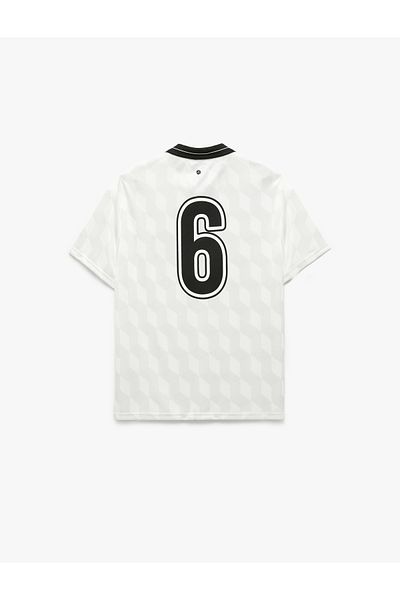 Koton Oversize Short Sleeve Polo Neck Back Printed Sports T-Shirt