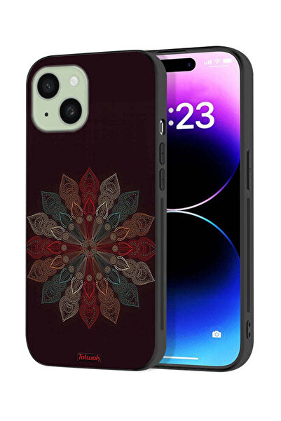 Tolwak Apple iPhone 15 Plus Protective Case Cover Mandala Flower Art