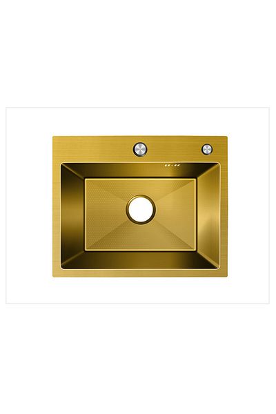 Trendy's Chiuveta Bucatarie Inox SUS304 Auriu 60x45 cm – Design Tip Fagure, Cos de Scurgere, Dispenser Sapu