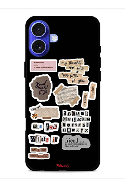 Tolwak غطاء حماية لجهاز آيفون 16 من آبل، ملصقات اقتباسات الحظ السعيد