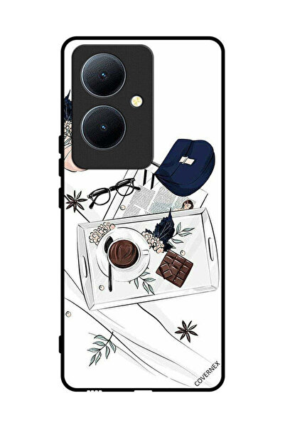 Covernex غطاء حماية لهاتف Vivo Y78+ 5G بنقشة فن القهوة والشوكولاتة