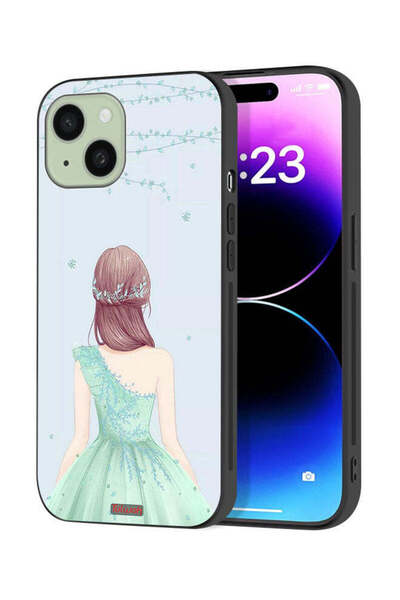 Tolwak Apple iPhone 15 Plus Protective Case Cover Cute Girl In Floral Dress