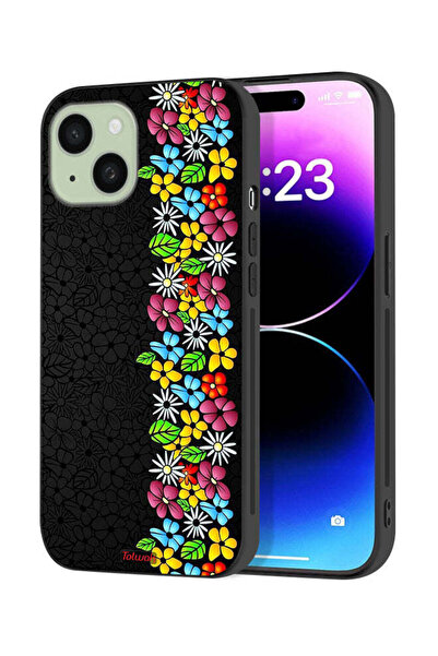Tolwak Apple iPhone 15 Plus Protective Case Cover Flowers Line