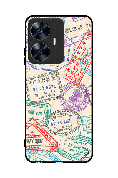Covernex غطاء حماية لهاتف Realme C55 بنمط طوابع السفر